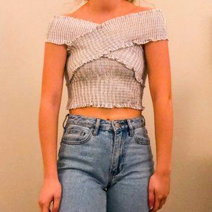 Cute Cropped Crossed Shoulder Top